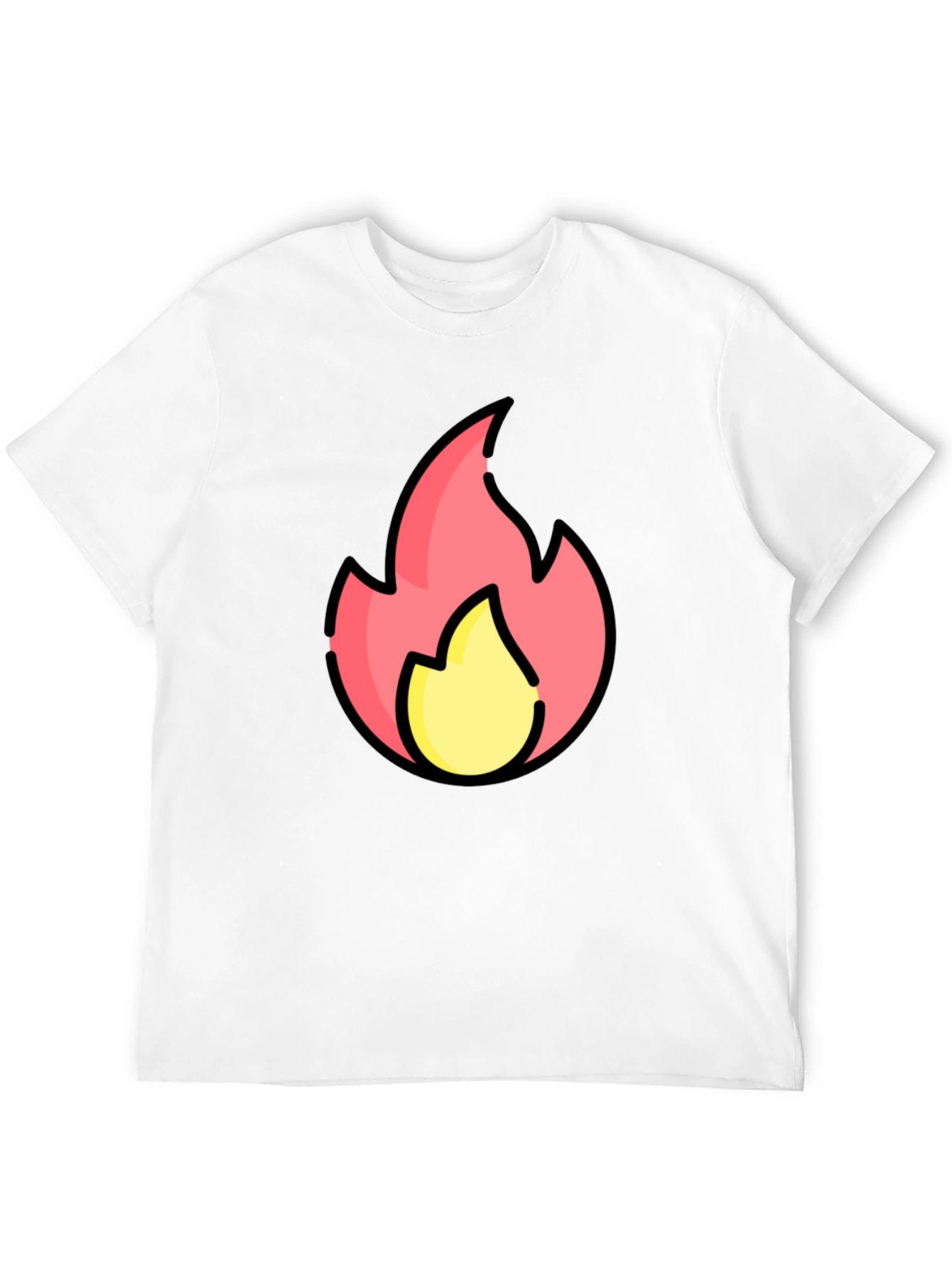 Cartoon Flame Graphic Black T-Shirt