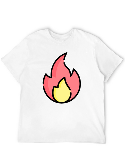 Cartoon Flame Graphic Black T-Shirt