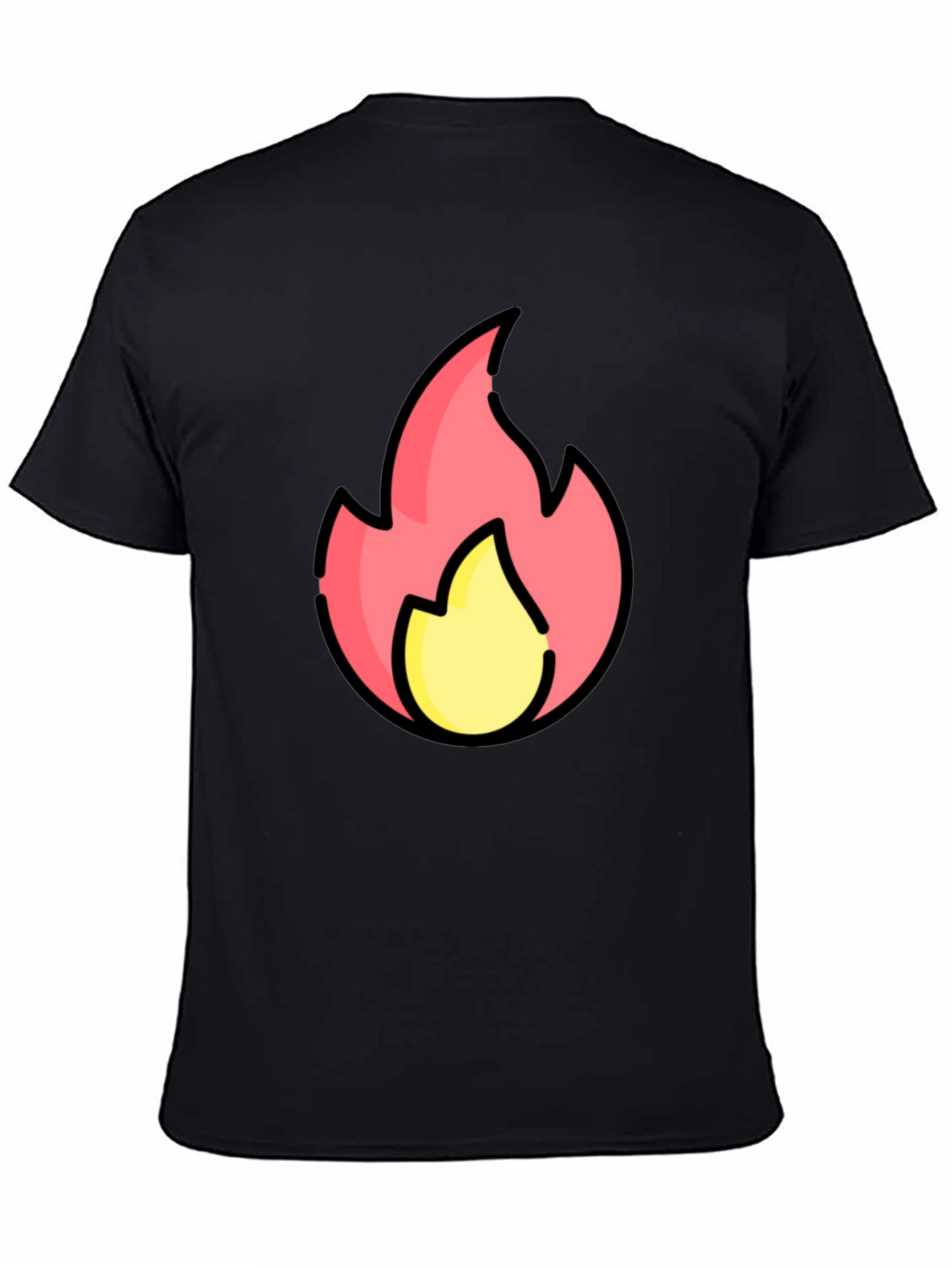 Cartoon Flame Graphic Black T-Shirt