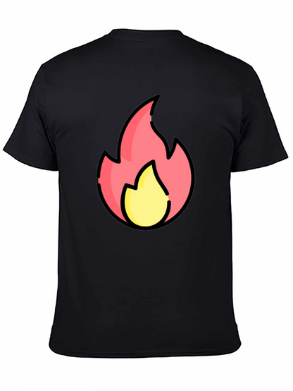 Cartoon Flame Graphic Black T-Shirt