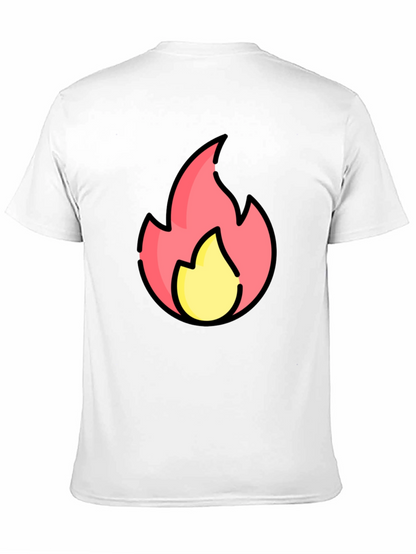 Cartoon Flame Graphic Black T-Shirt