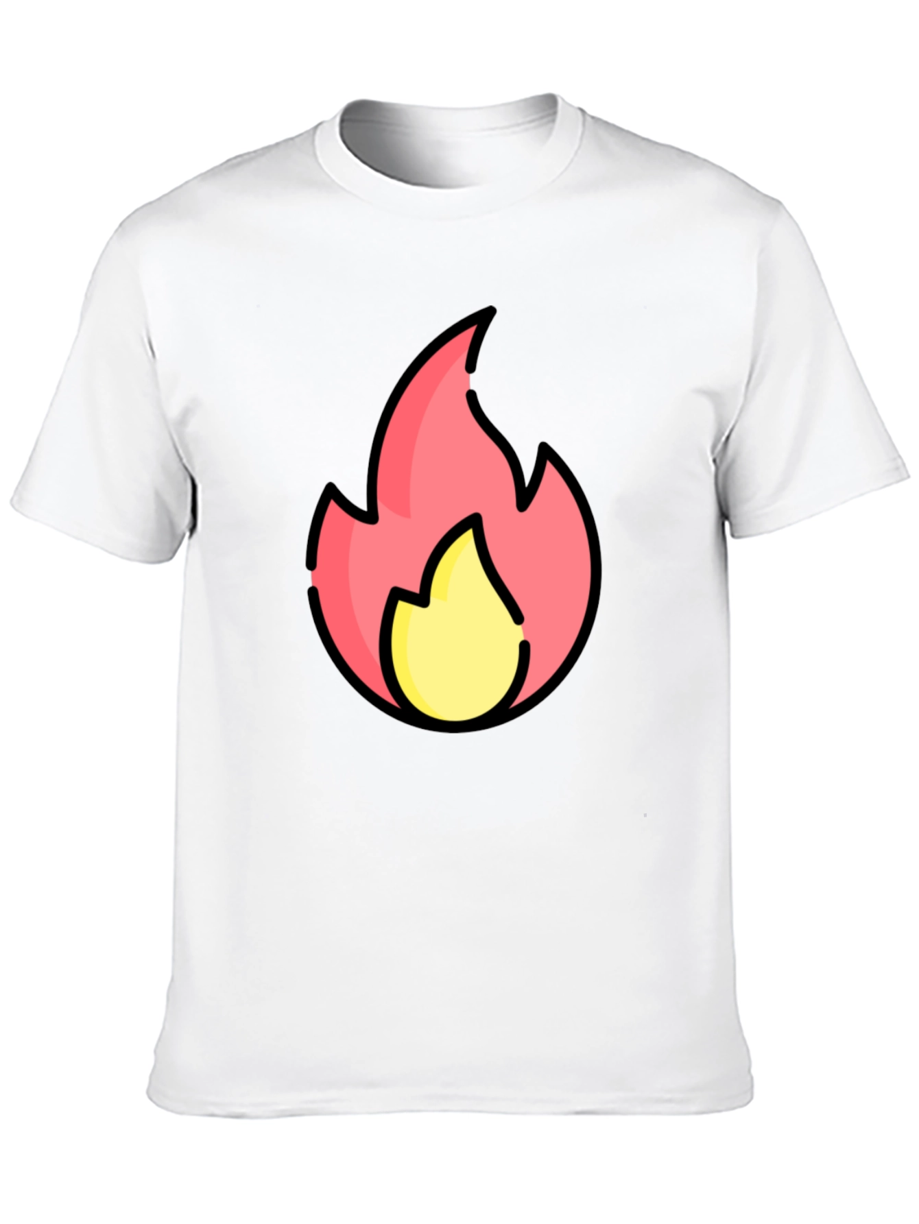 Cartoon Flame Graphic Black T-Shirt