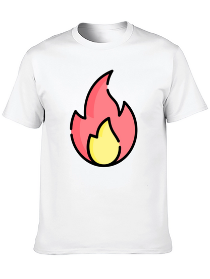Cartoon Flame Graphic Black T-Shirt