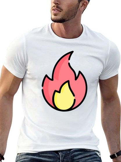 Cartoon Flame Graphic Black T-Shirt