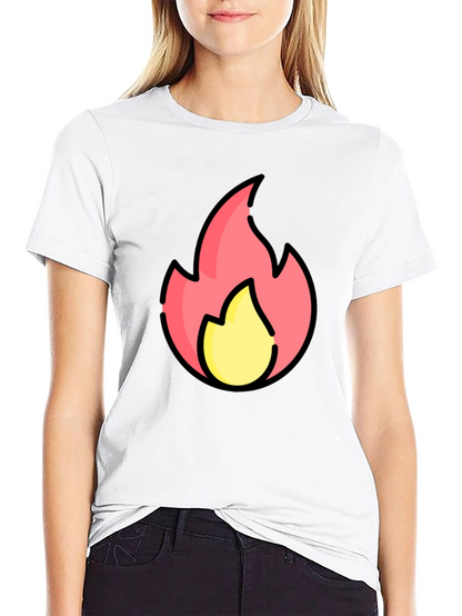 Cartoon Flame Graphic Black T-Shirt