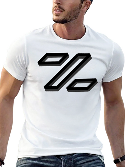 Abstract Geometric Z Design T-Shirt - Black
