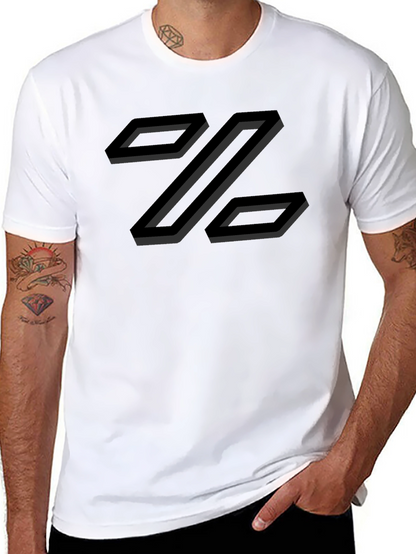 Abstract Geometric Z Design T-Shirt - Black