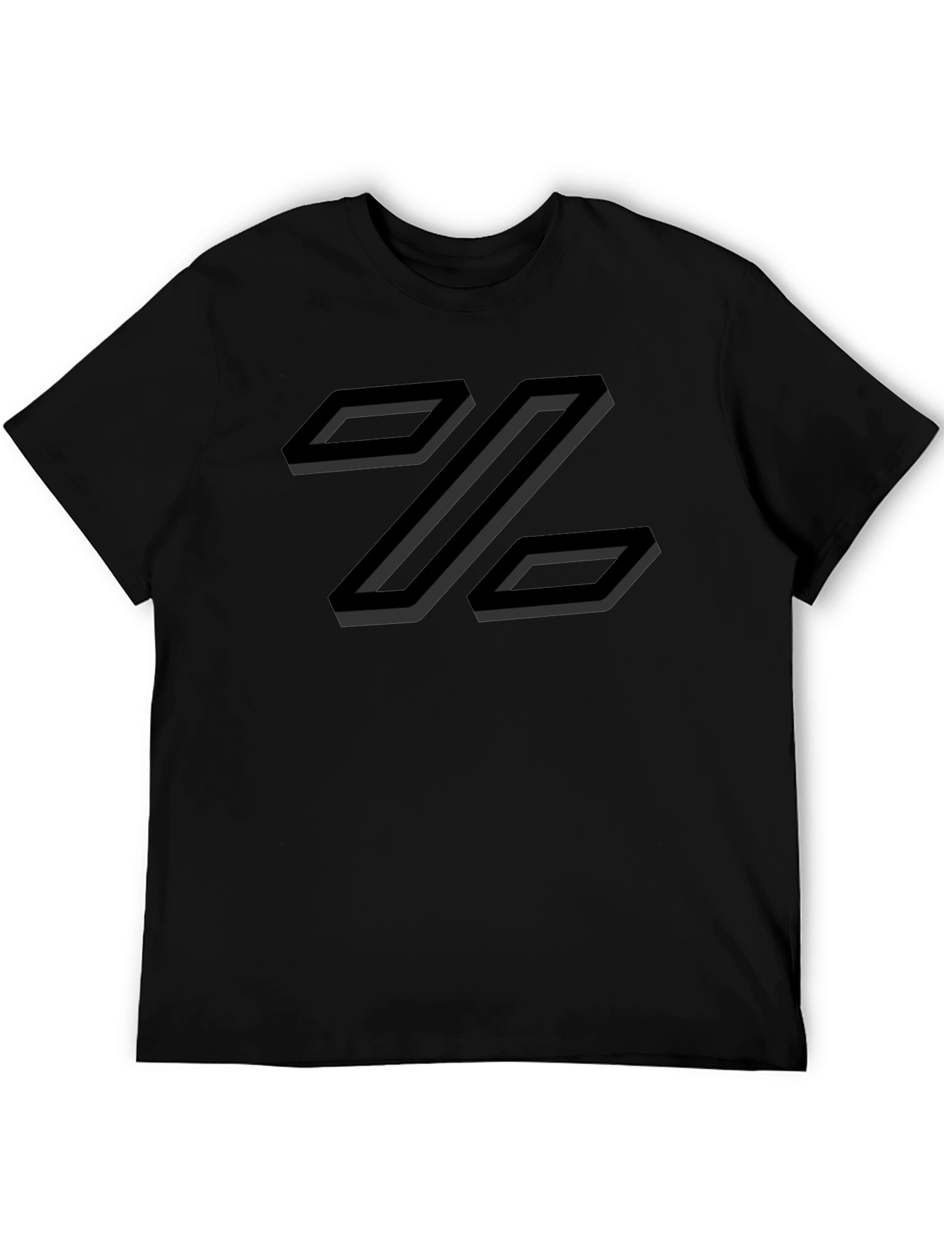 Abstract Geometric Z Design T-Shirt - Black