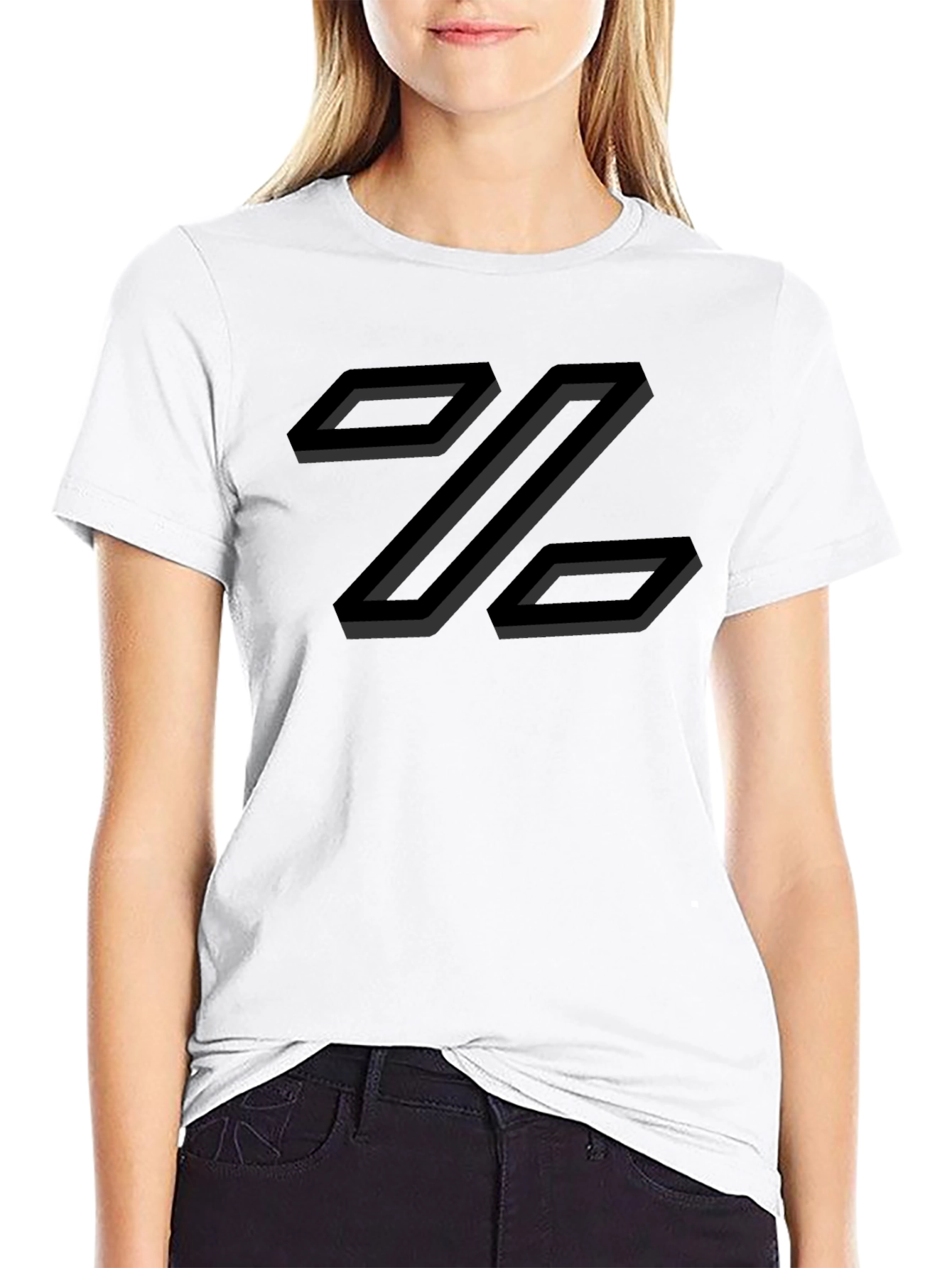 Abstract Geometric Z Design T-Shirt - Black