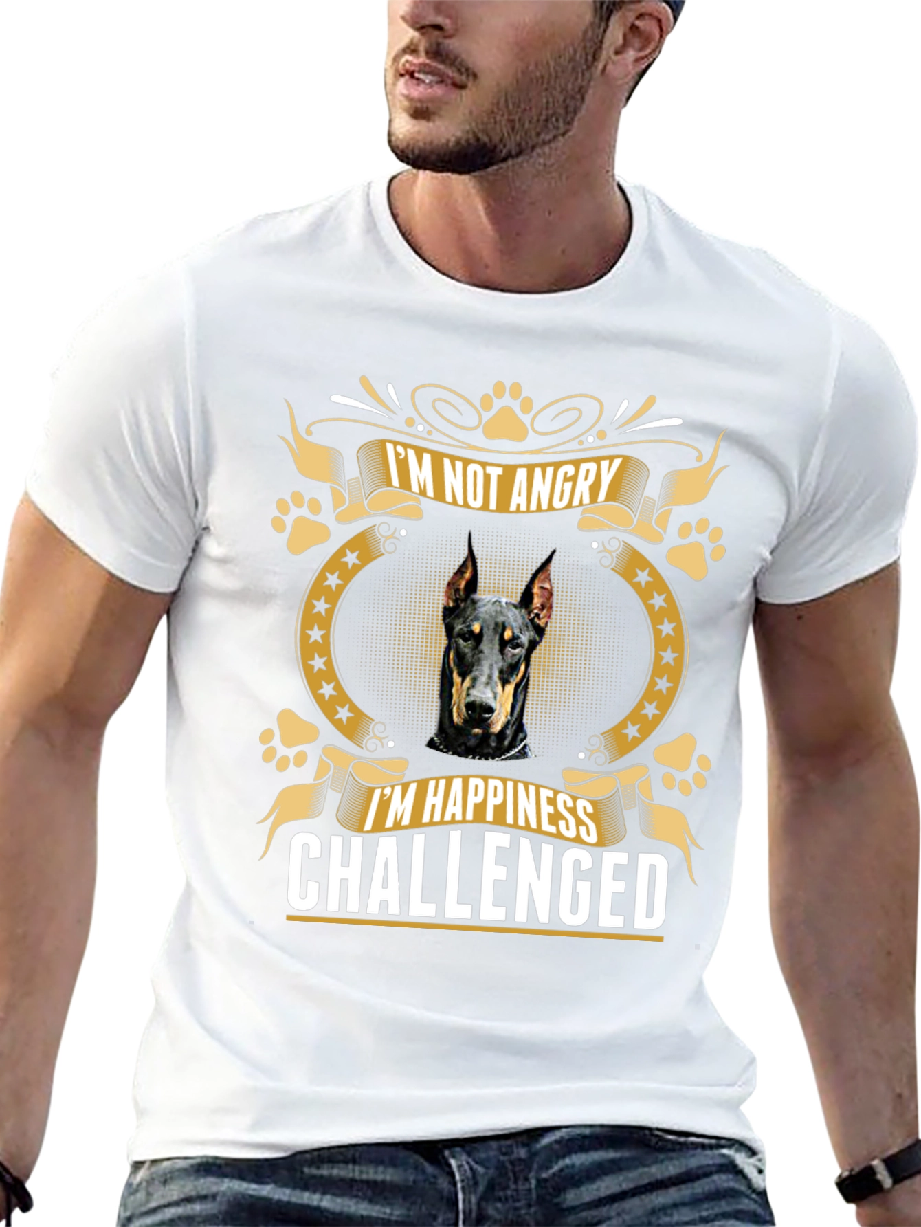 Doberman T-Shirt: Im Not Angry Happiness Challenged