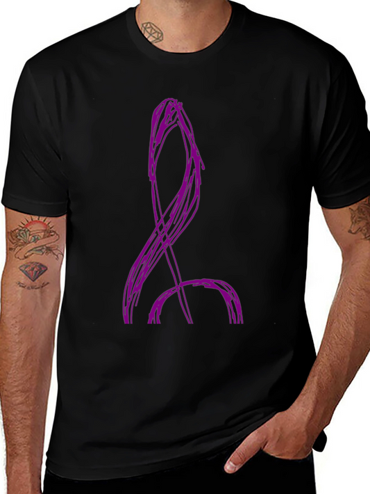 Abstract Purple Design Black Cotton T-Shirt