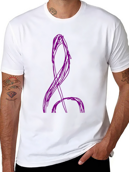 Abstract Purple Design Black Cotton T-Shirt