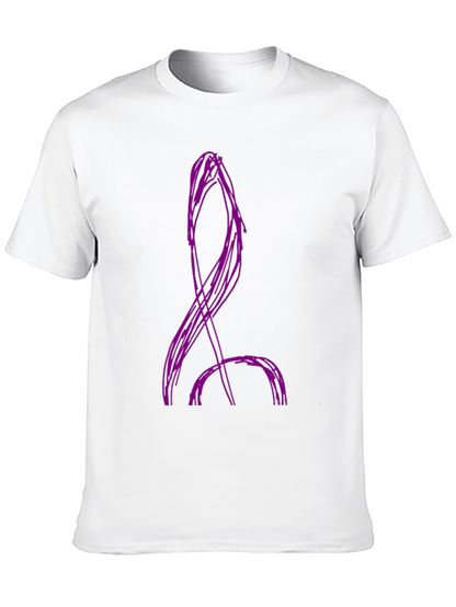 Abstract Purple Design Black Cotton T-Shirt