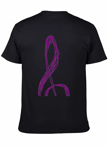 Abstract Purple Design Black Cotton T-Shirt