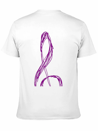 Abstract Purple Design Black Cotton T-Shirt
