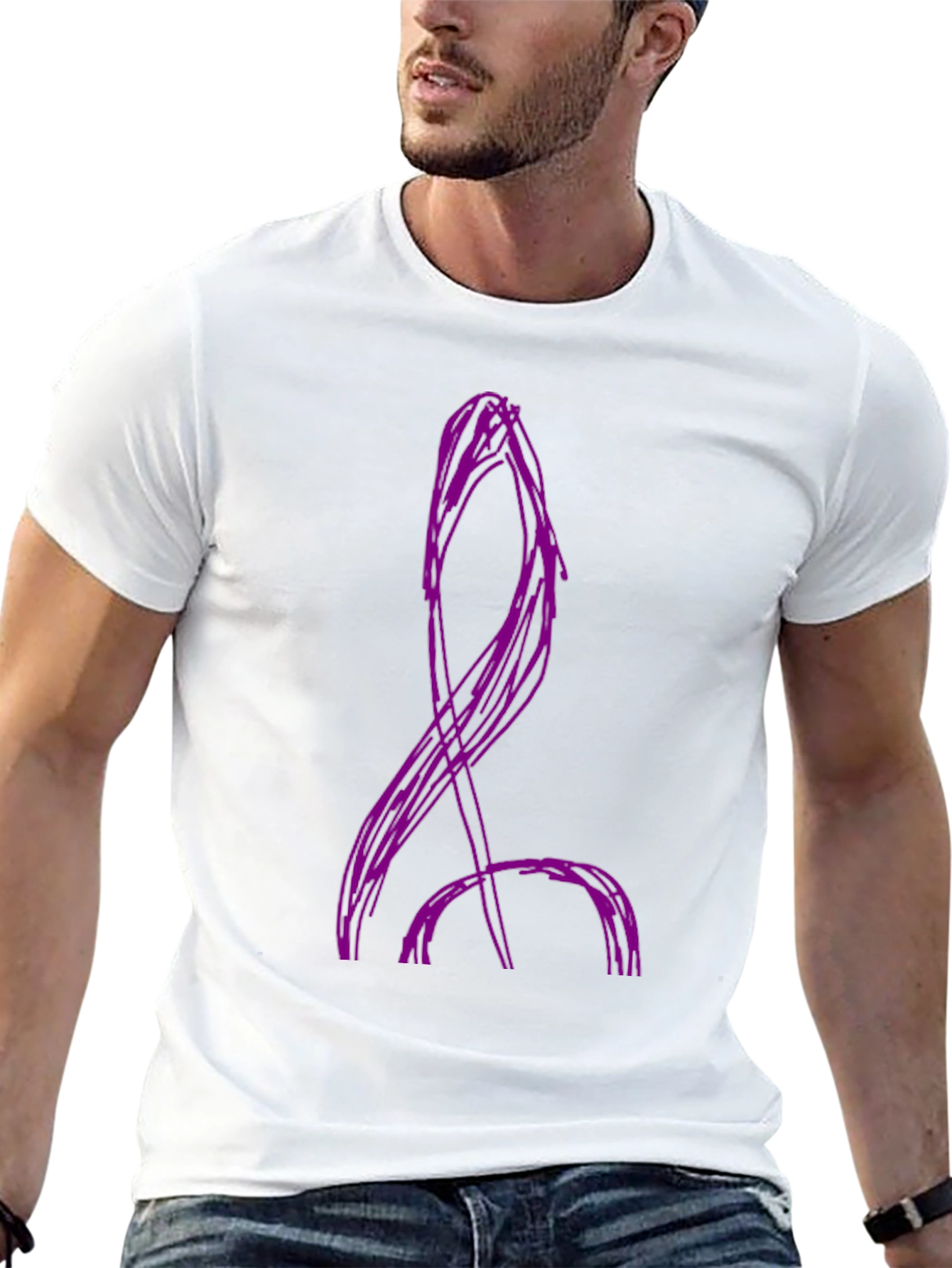 Abstract Purple Design Black Cotton T-Shirt