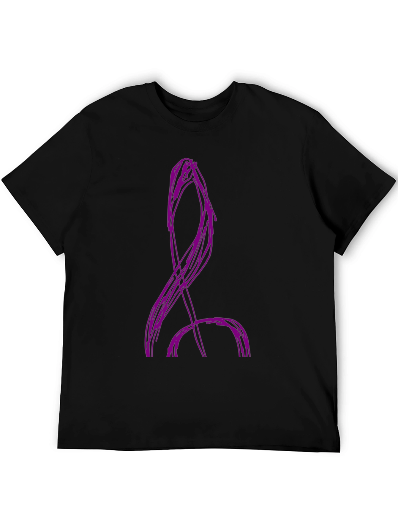 Abstract Purple Design Black Cotton T-Shirt