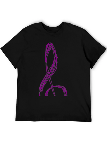 Abstract Purple Design Black Cotton T-Shirt