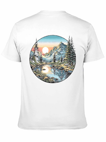 Nature Scene Graphic Tee - Mountain Lake View