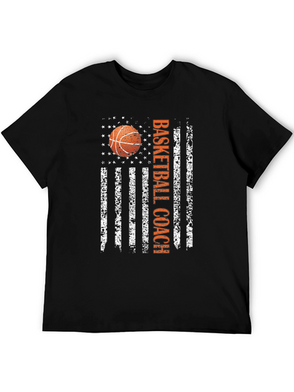 Basketball Coach American Flag Graphic T-Shirt
