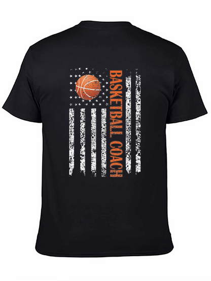 Basketball Coach American Flag Graphic T-Shirt