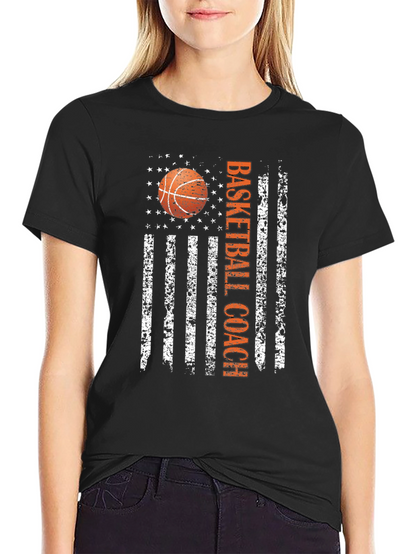 Basketball Coach American Flag Graphic T-Shirt