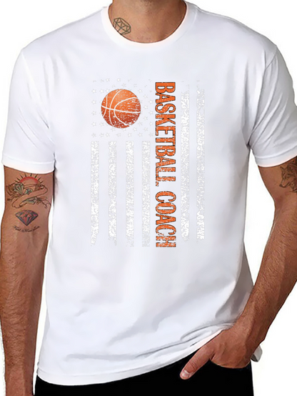 Basketball Coach American Flag Graphic T-Shirt