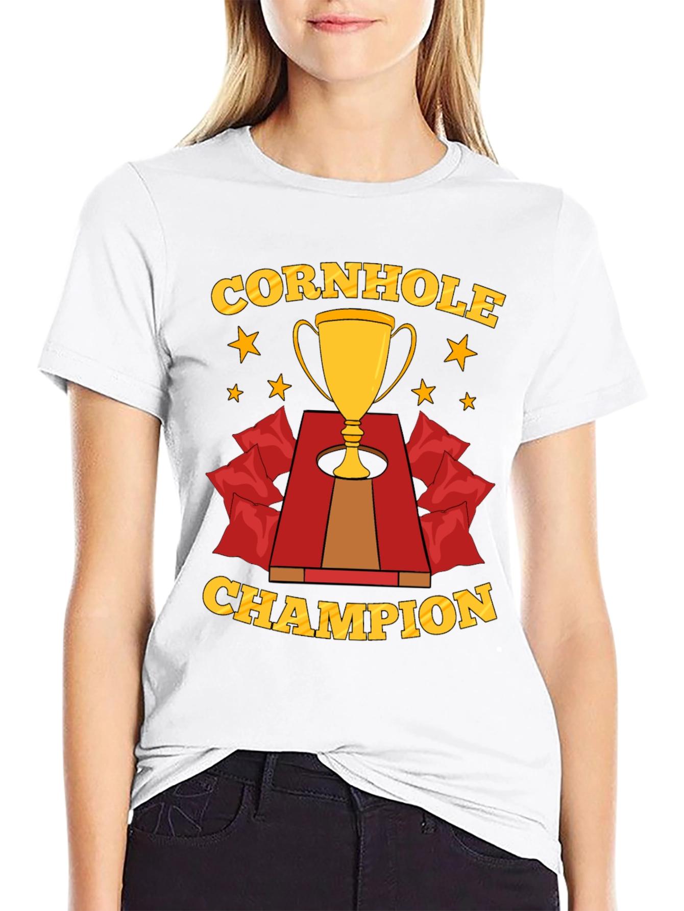 Cornhole Champion T-Shirt Trophy Design
