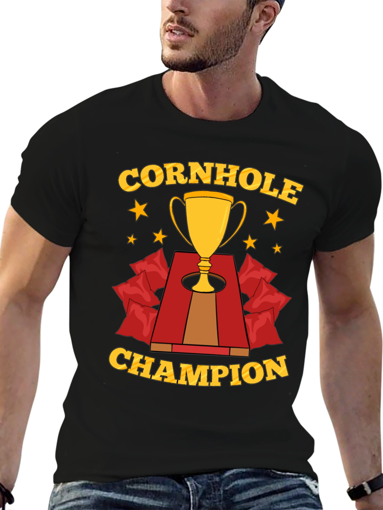 Cornhole Champion T-Shirt Trophy Design