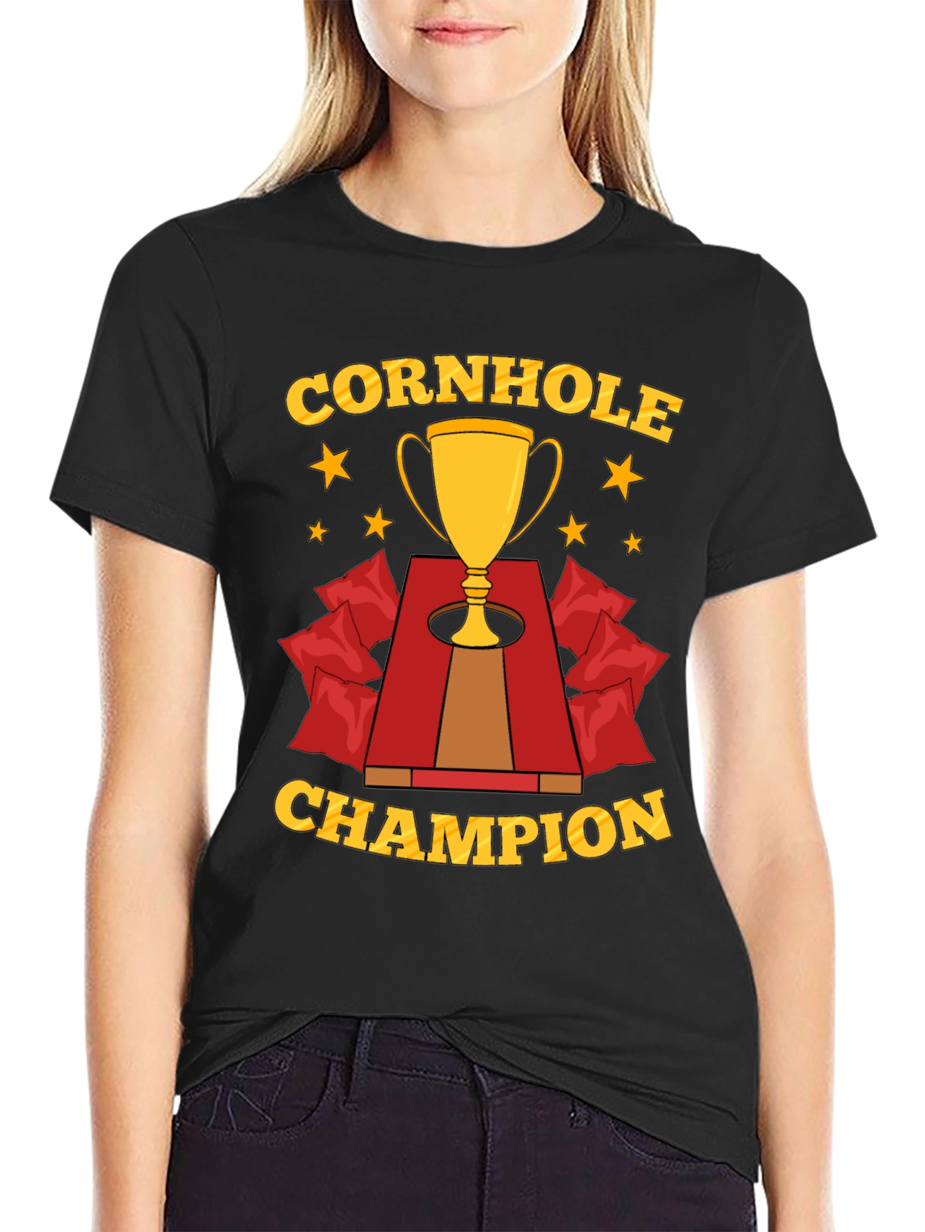 Cornhole Champion T-Shirt Trophy Design