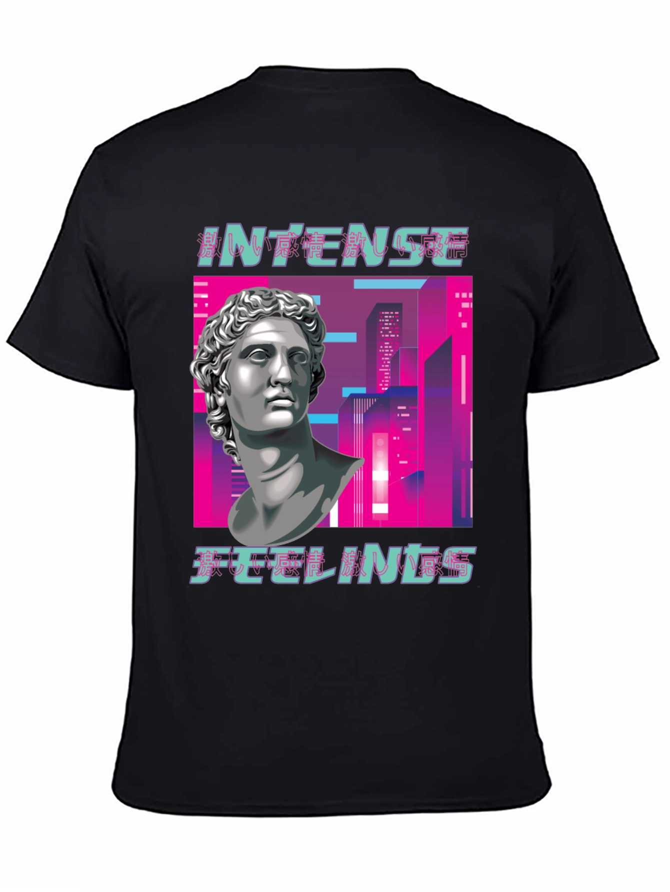 Intense Feelings Vaporwave Style Black T-Shirt
