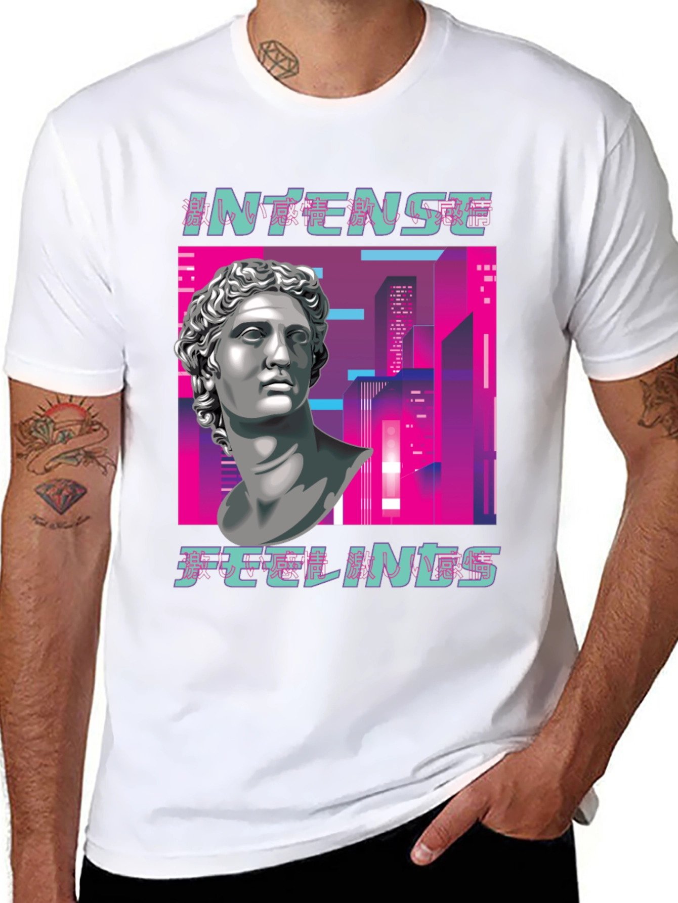 Intense Feelings Vaporwave Style Black T-Shirt