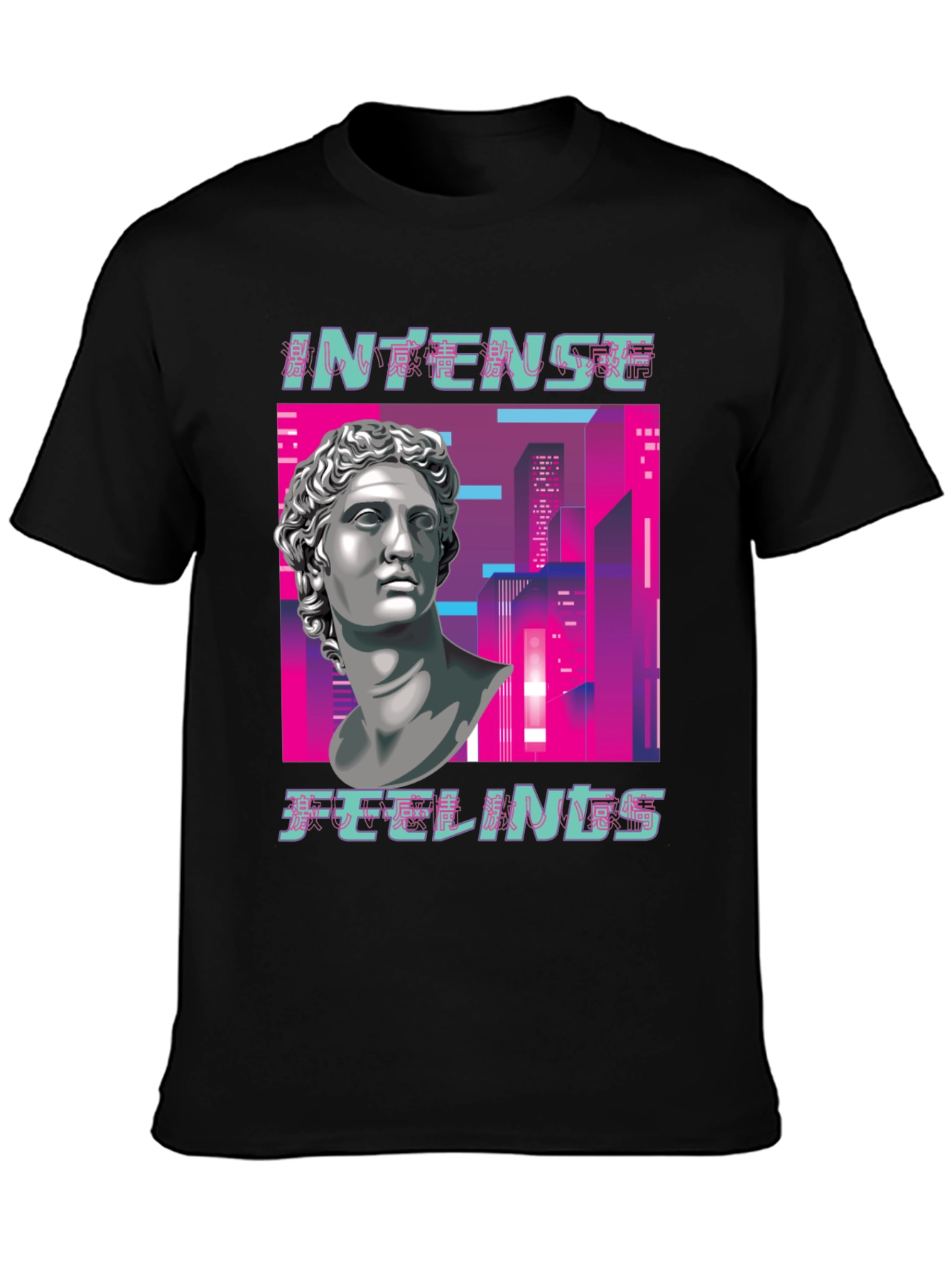 Intense Feelings Vaporwave Style Black T-Shirt