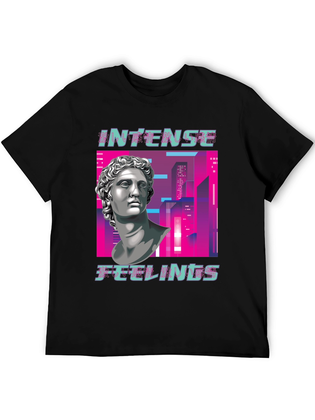 Intense Feelings Vaporwave Style Black T-Shirt