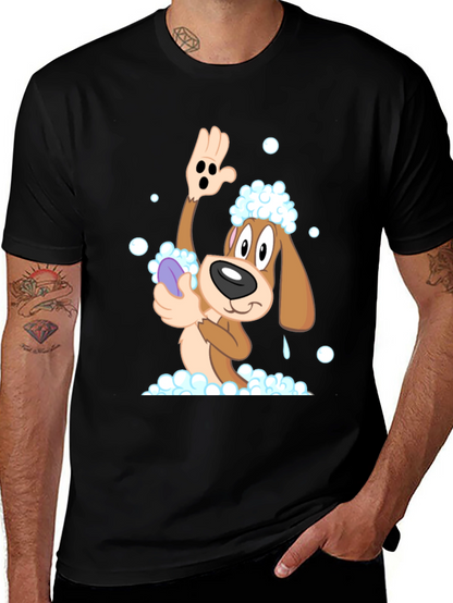 Cartoon Dog T-Shirt: Bath Time Fun!