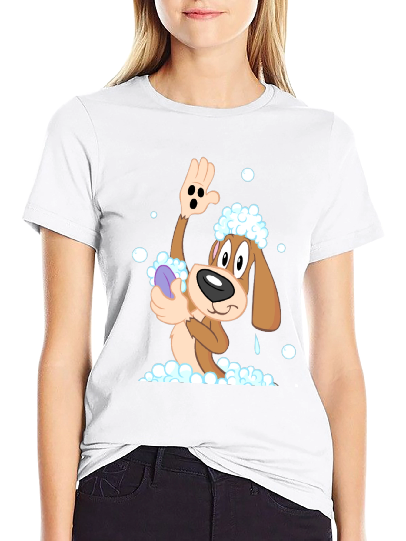 Cartoon Dog T-Shirt: Bath Time Fun!