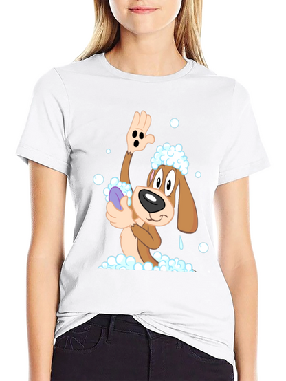 Cartoon Dog T-Shirt: Bath Time Fun!