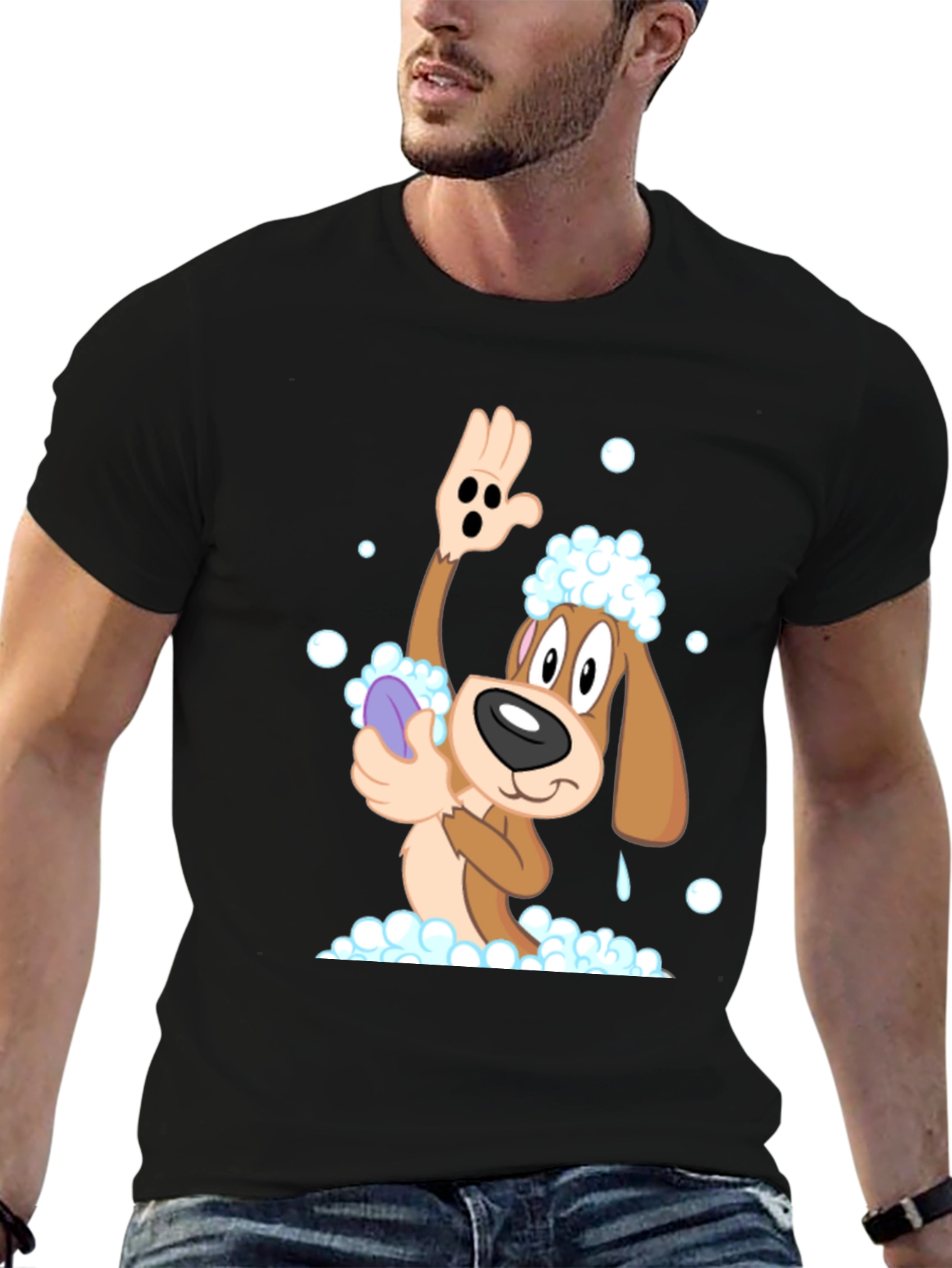 Cartoon Dog T-Shirt: Bath Time Fun!