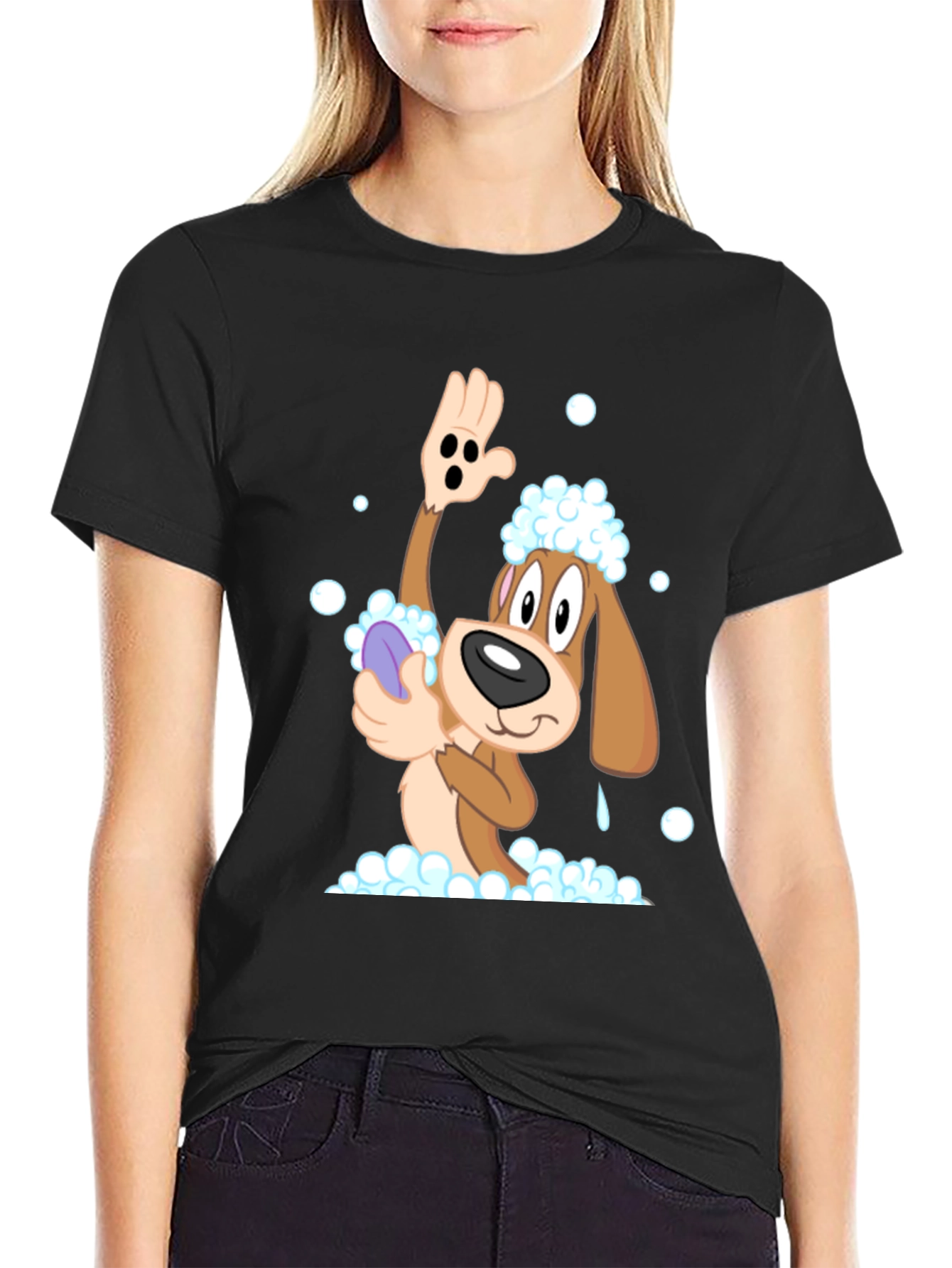 Cartoon Dog T-Shirt: Bath Time Fun!