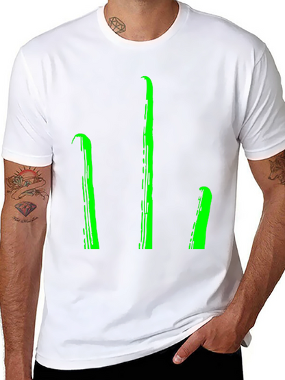Mens Black T-Shirt with Green Stylized Trident Design