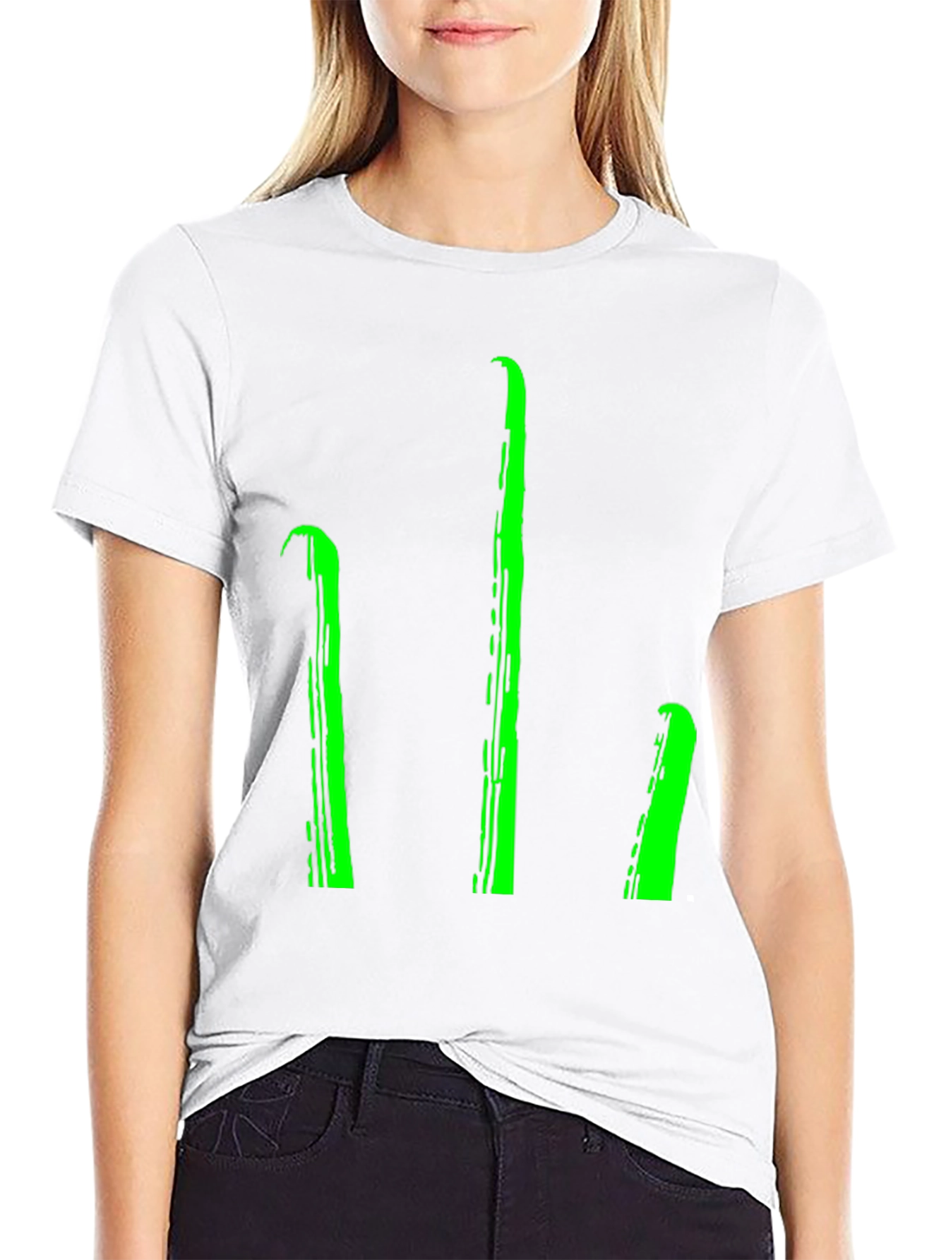 Mens Black T-Shirt with Green Stylized Trident Design