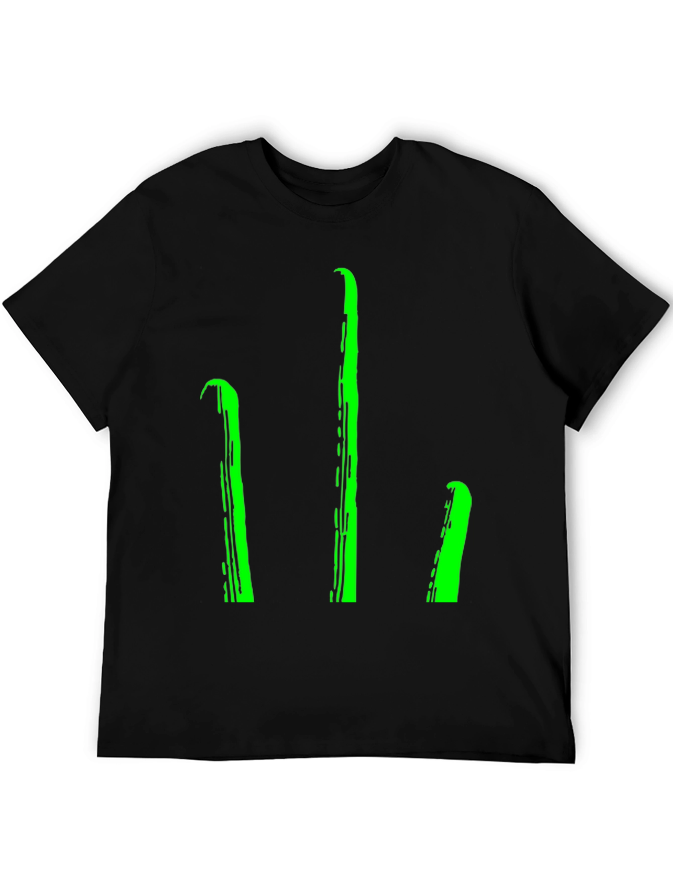 Mens Black T-Shirt with Green Stylized Trident Design