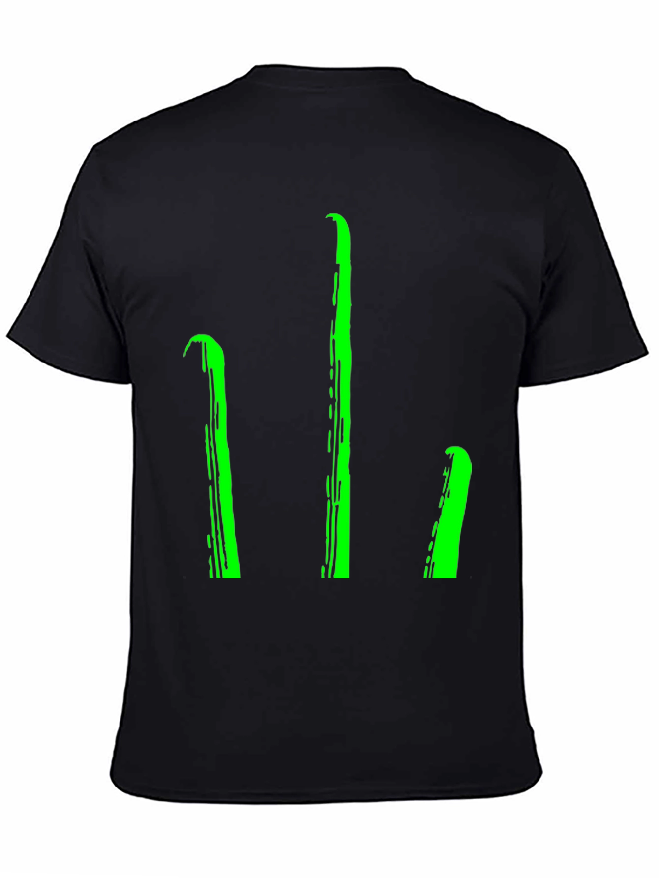 Mens Black T-Shirt with Green Stylized Trident Design