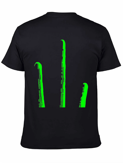 Mens Black T-Shirt with Green Stylized Trident Design