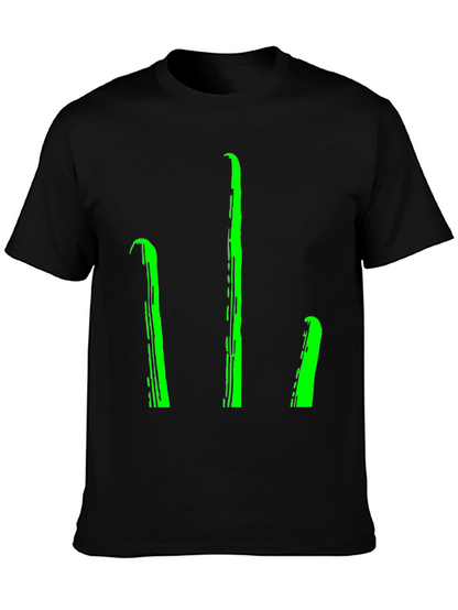 Mens Black T-Shirt with Green Stylized Trident Design