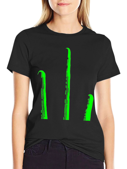Mens Black T-Shirt with Green Stylized Trident Design