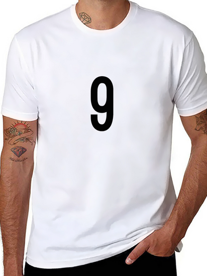 Classic Black T-Shirt with Bold Number 9 Graphic