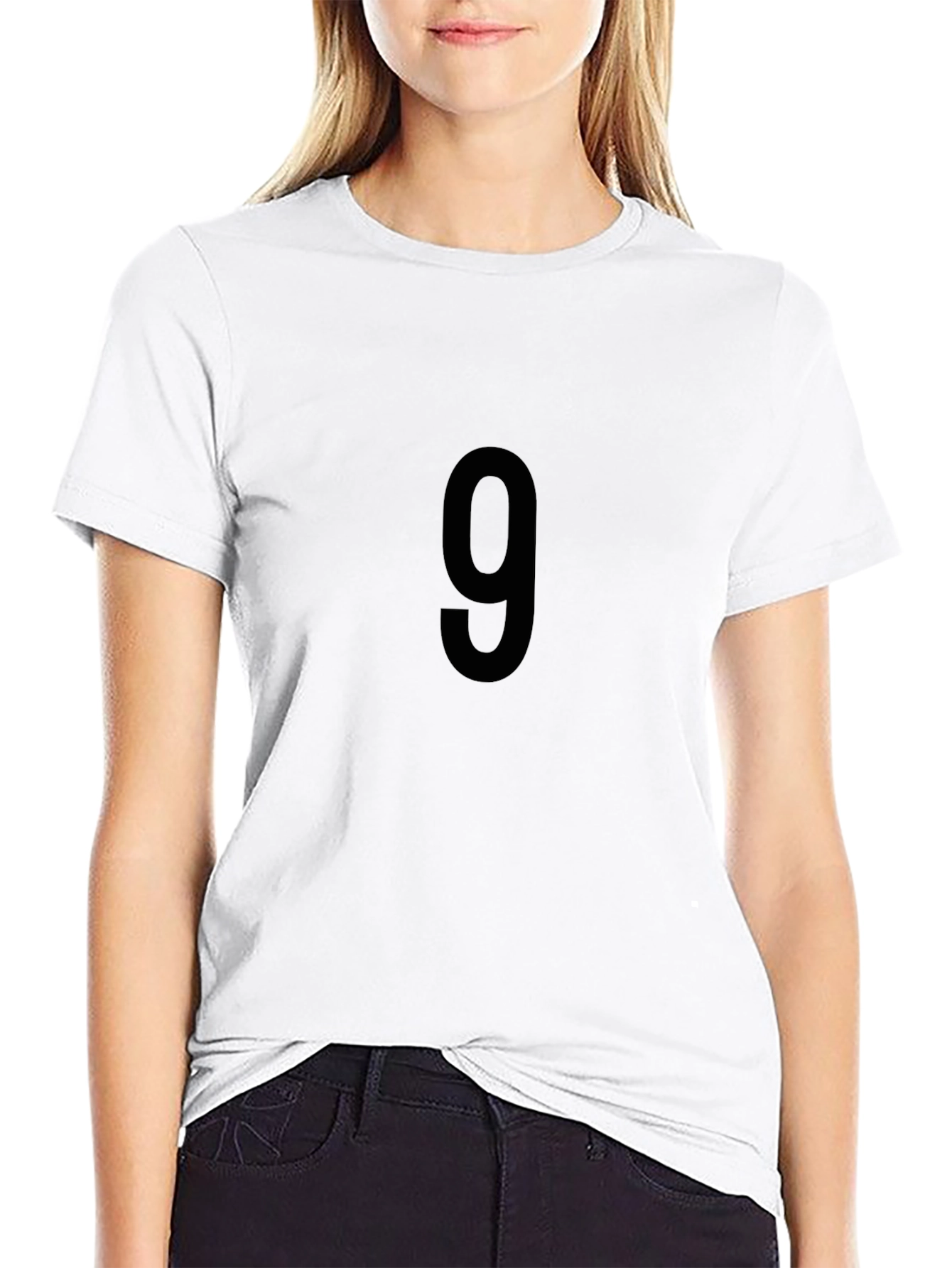 Classic Black T-Shirt with Bold Number 9 Graphic