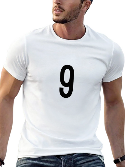 Classic Black T-Shirt with Bold Number 9 Graphic