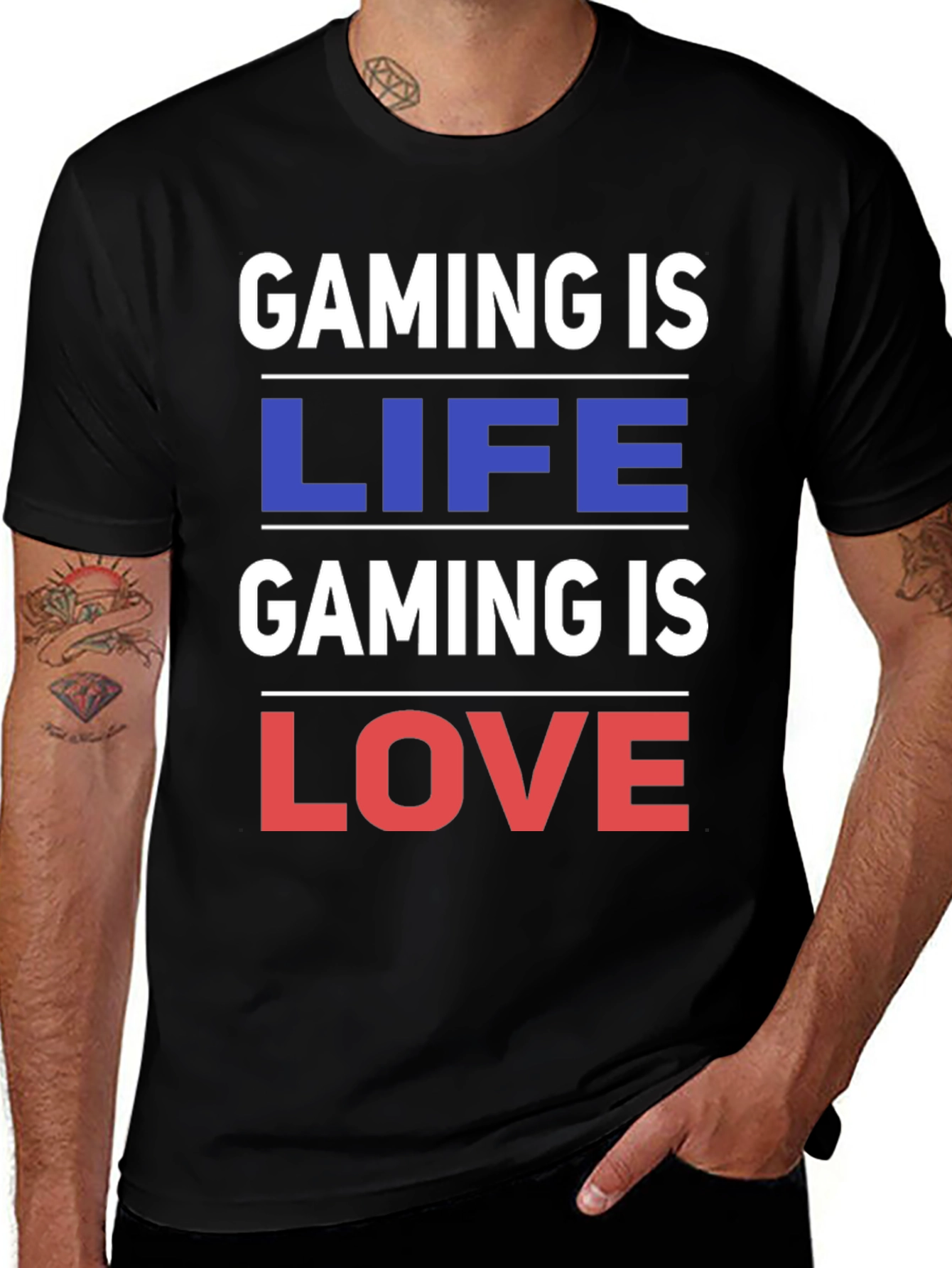 Gaming is Life Gaming is Love - Black T-Shirt